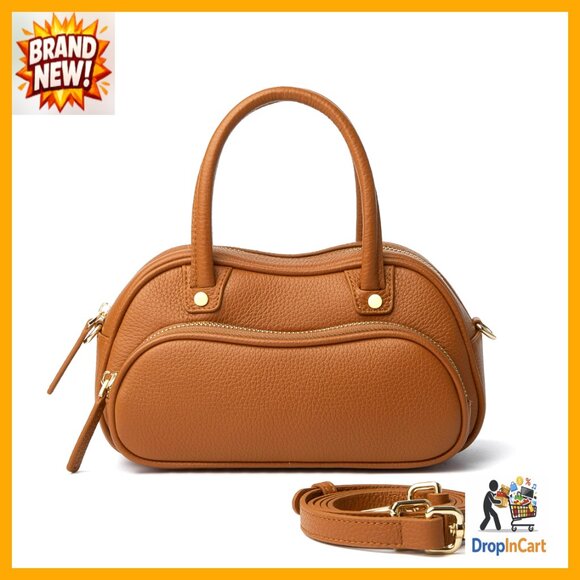 Women Genuine Leather Top Handle Boston Bag Crossbody Satchel Designer Small Purse